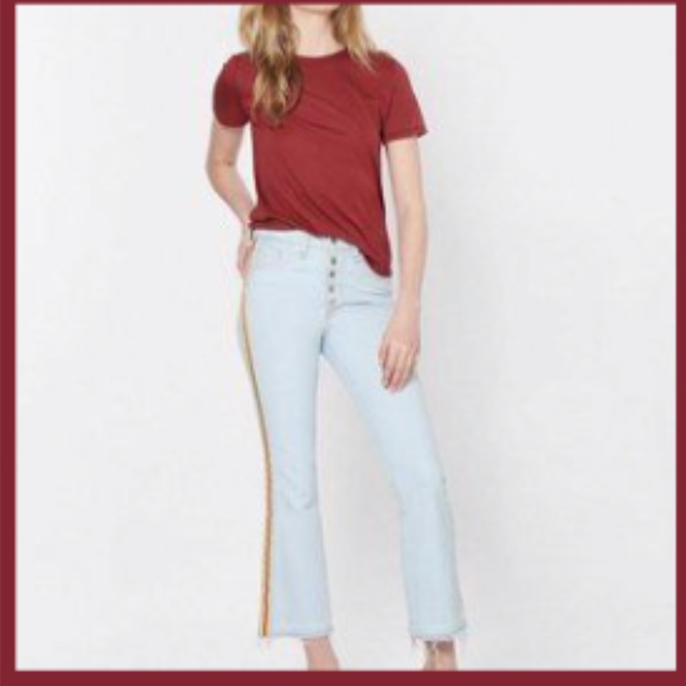 Veronica Beard Carolyn 10” Baby Boot Cropped Tuxedo Stripe Jean Size 26